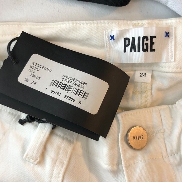 Paige Womens Mayslie Jogger Jeans Sweet Vanilla White Size 24 - Picture 4 of 5